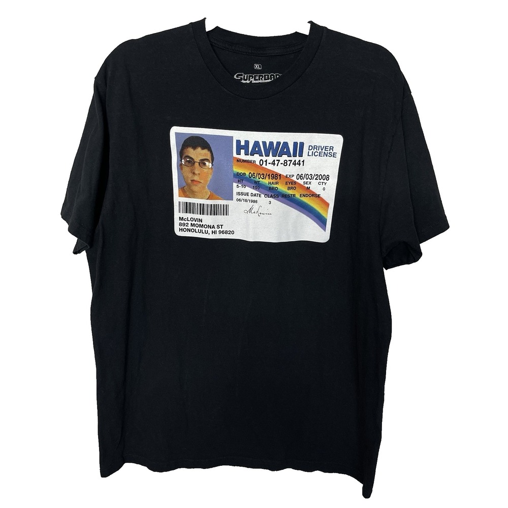 Mclovin ID Driver License Men's Shirt Superbad Movie Graphic T‎ Shirt X Large